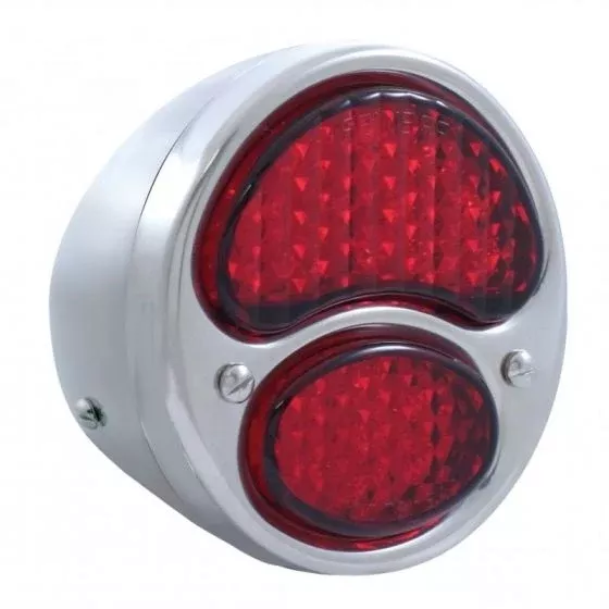 A-13408-LR12 Complete Stainless Steel Tail Light with ALL RED L.E.D Lens- Left Side 12 volt